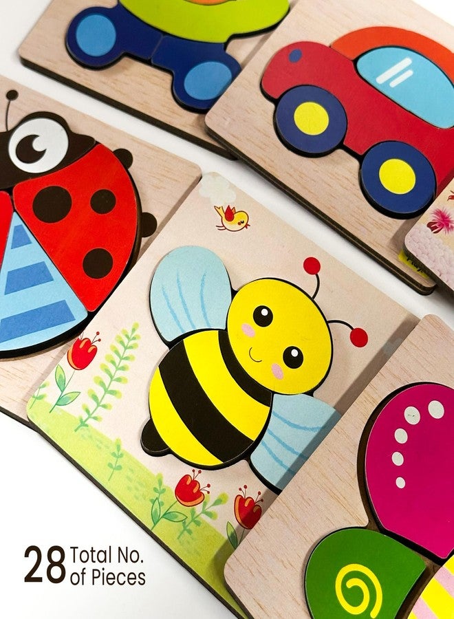 YayPlay Wooden Animal & Vehicle Puzzle Set | 6-in-1 Educational Wooden Puzzles for Toddlers | Montessori Learning Toy for Kids | Fine Motor Skill & Shape Recognition Toy for Boys & Girls (Ages 2+) - Image 2